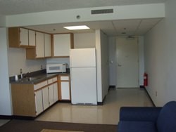 View of the kitchenette of a standard 4-bedroom apartment.