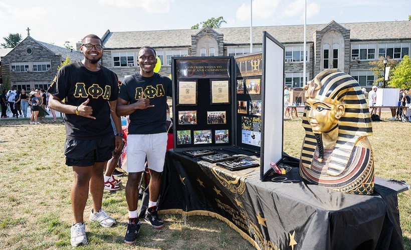 Fraternity members at the Student Involvement Fair