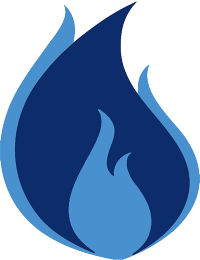 Decorative image of a blue graphic flame