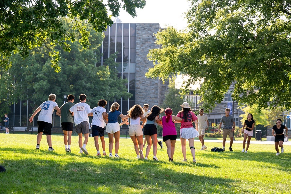 Students play a game at New Student Orientation