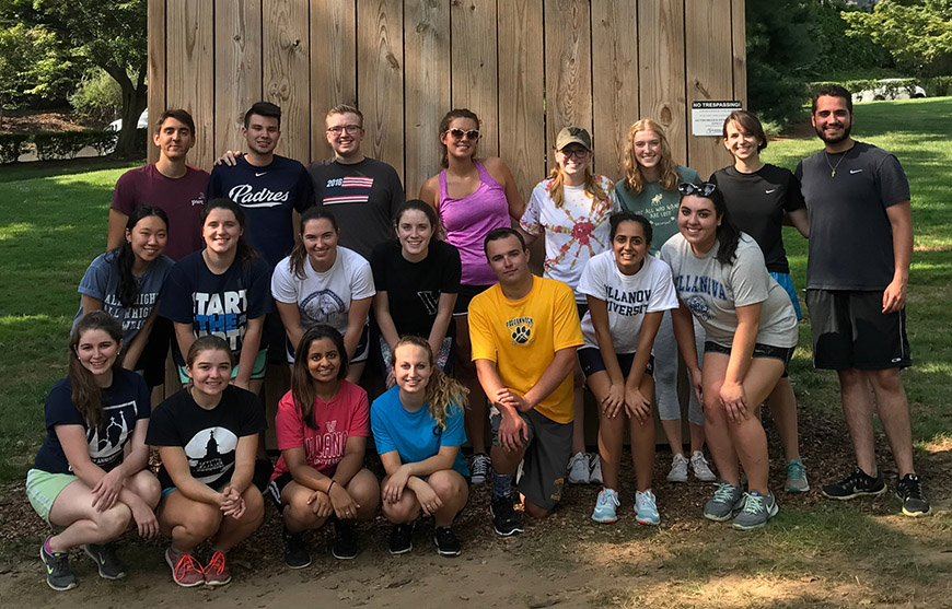 Group photo of students at the Villanova Challenge Course
