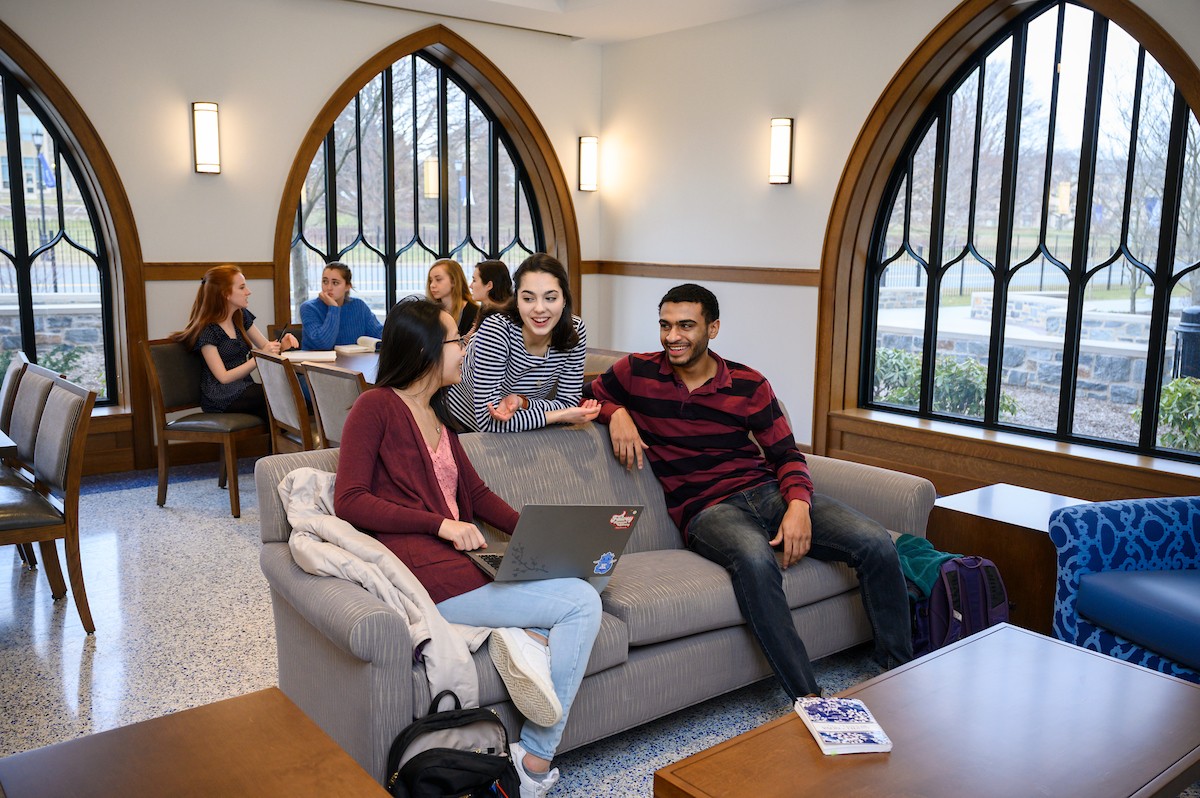 Students Chat in Study Lounge in The Commons