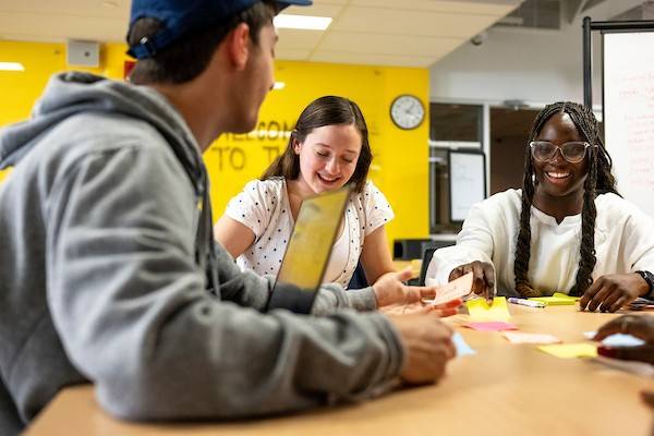 Students brainstorming in the Idea Lab