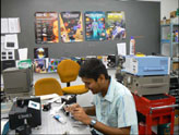 Graduate student Santosh Sai Vedururu carries out research in the lab.