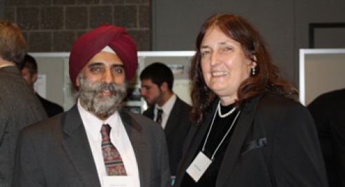 Dr. Pritpal Singh and Marie Maguire EE '69, judge, sponsor, and advisory board member