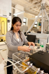 Amal Kabalan, EE PhD student, in the Solid State Devices Lab