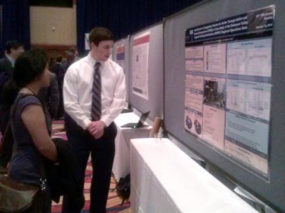 Jonathan Mize ’15 CE presents research he conducted with Seri Park, PhD, assistant professor of Civil and Environmental Engineering.