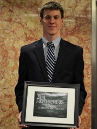 The 2014 Falvey Scholar award for the College of Engineering was presented to Robert McGrane ’14 ChE 
