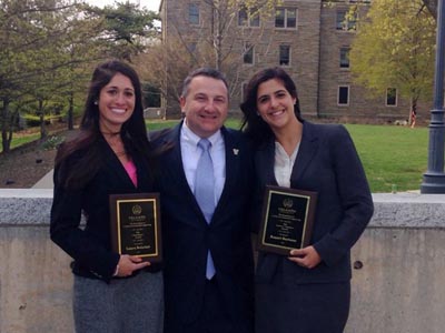 Laura Boisclair, winner of the Inaugural Chairman’s Award, and Raquel Burlotos, recipient of the Lewis J. Mathers Award, pose with Professor and Department Chair David Dinehart, PhD.