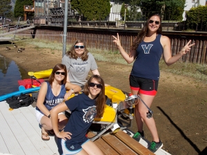 Mechanical Engineering seniors (class of 2015) Katie Edin, Melissa Furtak, Joanna Schaff, Kristen Shannon traveled to Lake Tahoe to test their underwater pan/tilt camera system. 