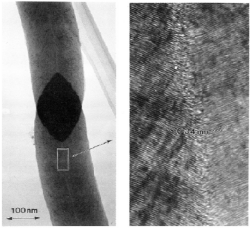 The TEM image of Herringbone graphite nanofiber Structure