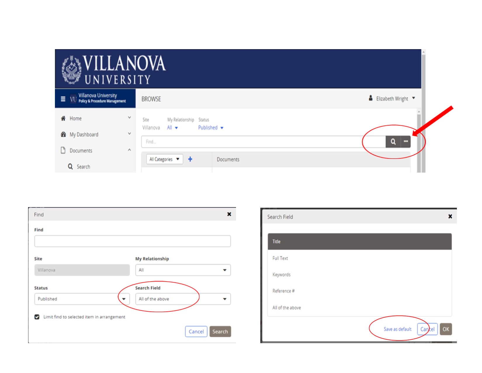 Villanova Policy Library Search Image