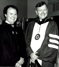 Commencement 1989 - Professor John Dobbyn, Rev. Driscoll, Dean Reuschlein