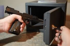 placing gun in a lock box