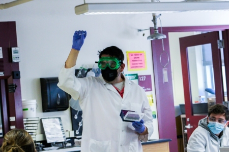 Professor Joe Comber instructing the lab