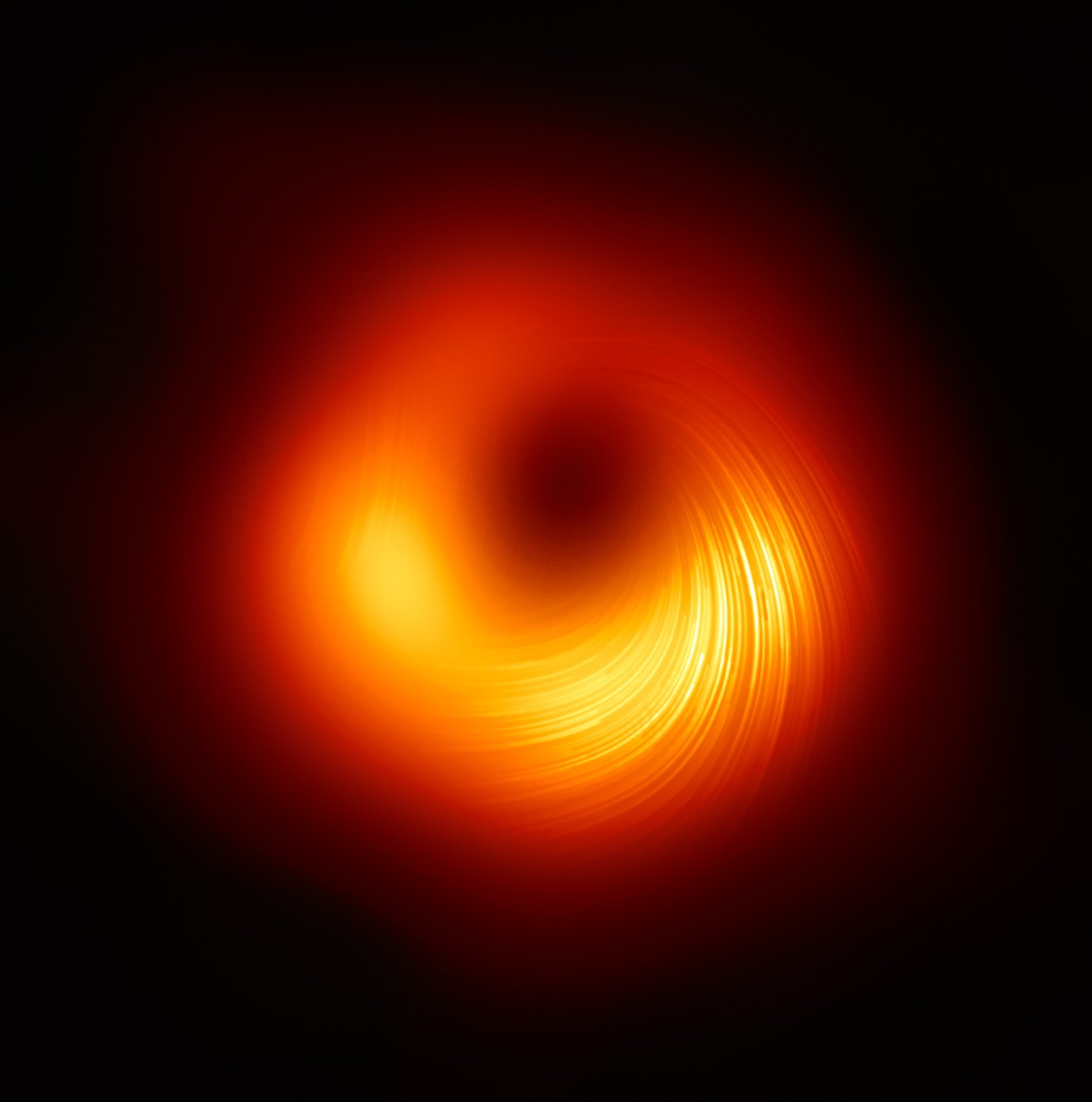 New image showing new findings of polarization and magnetic fields around M87 black hole.
