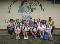 Dr. Mariani with the nursing students at a maternity clinic at a hospital in Waslala.