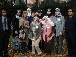 College of Nursing students from the Sultanate of Oman spoke with Cultural Attaché Dr. Asya Al-Lamki (5th from left) during National Day festivities in Washington, D.C.
