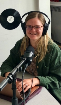 Alexandra Hudson at radio station