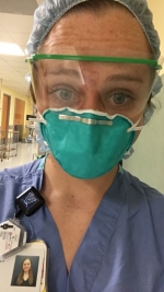 Female nurse dressed in PPE at a hospital in Atlanta, Ga.