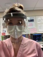 Female nurse wearing PPE at a Maryland hospital.