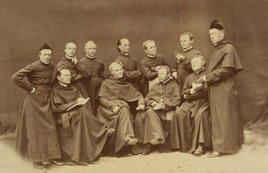 Mendel and the Augustinian Community of St. Thomas Monastery in Brno.  The community included philosophers, composers and scientists.  Mendel is standing, second from the right holding his favorite flower, the fuchsia.  