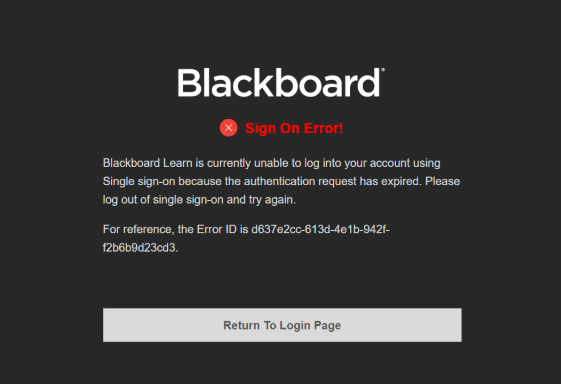 Blackboard Authentication Expired Error | Villanova University