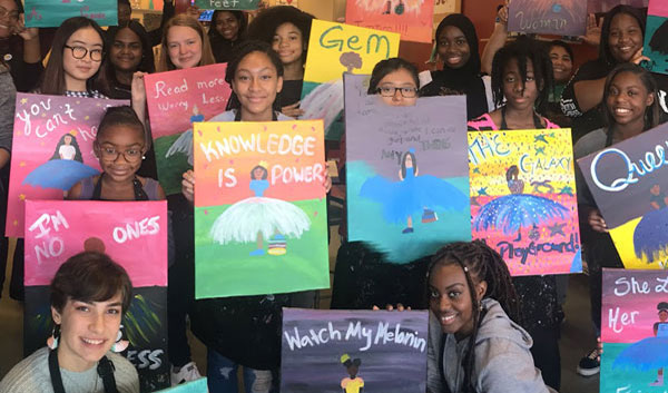 VIEW students showing art work