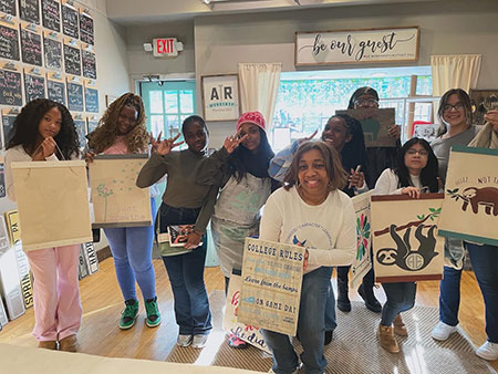 VIEW students showing art work