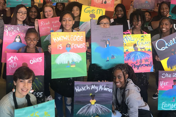 VIEW students showing art work