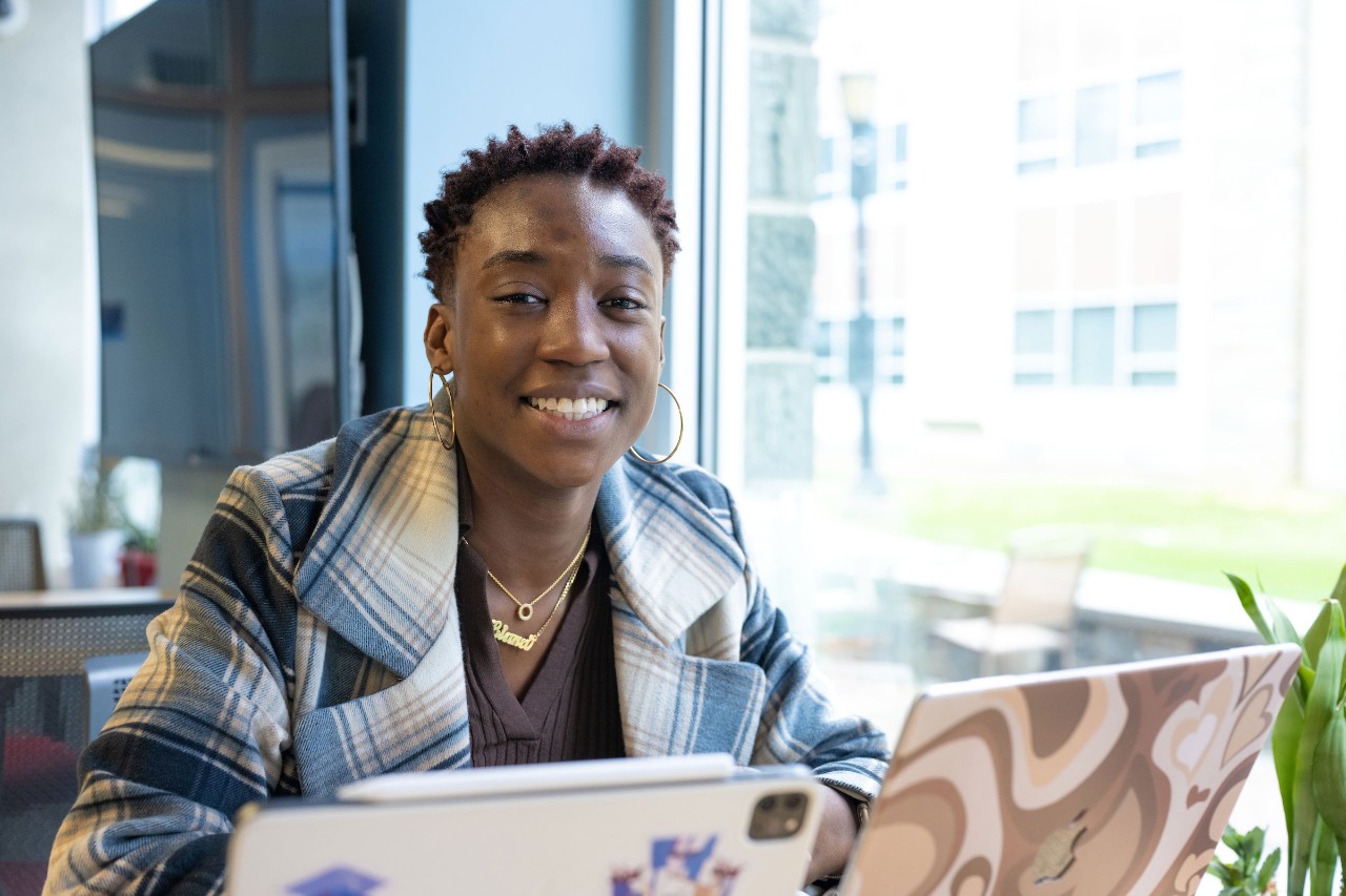 Female student studying