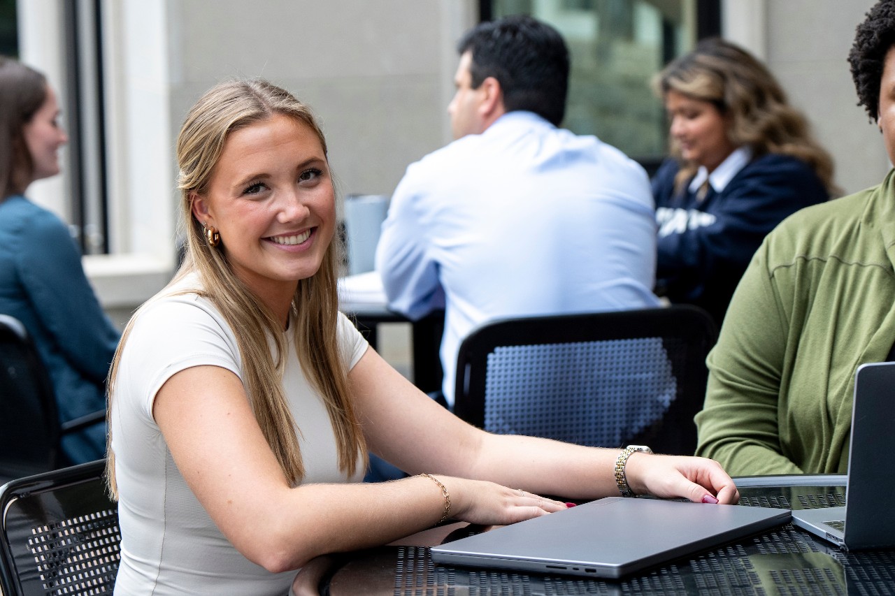 male student at table
