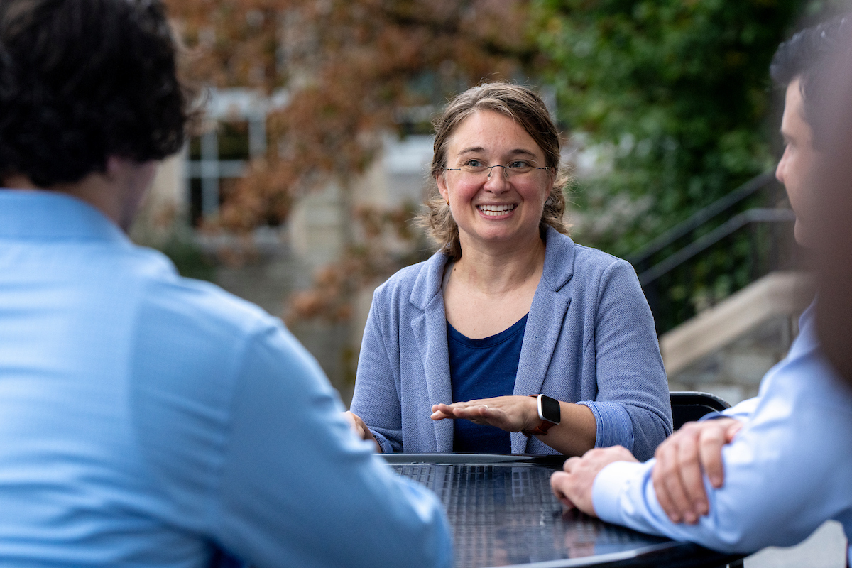 Female student walking outside