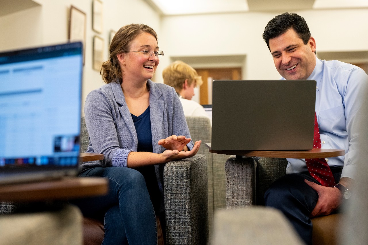 Student walking outside 