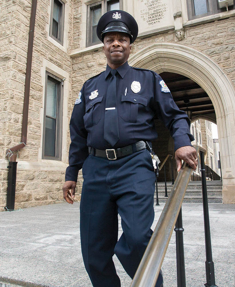 Uniformed Villanova officer on campus.