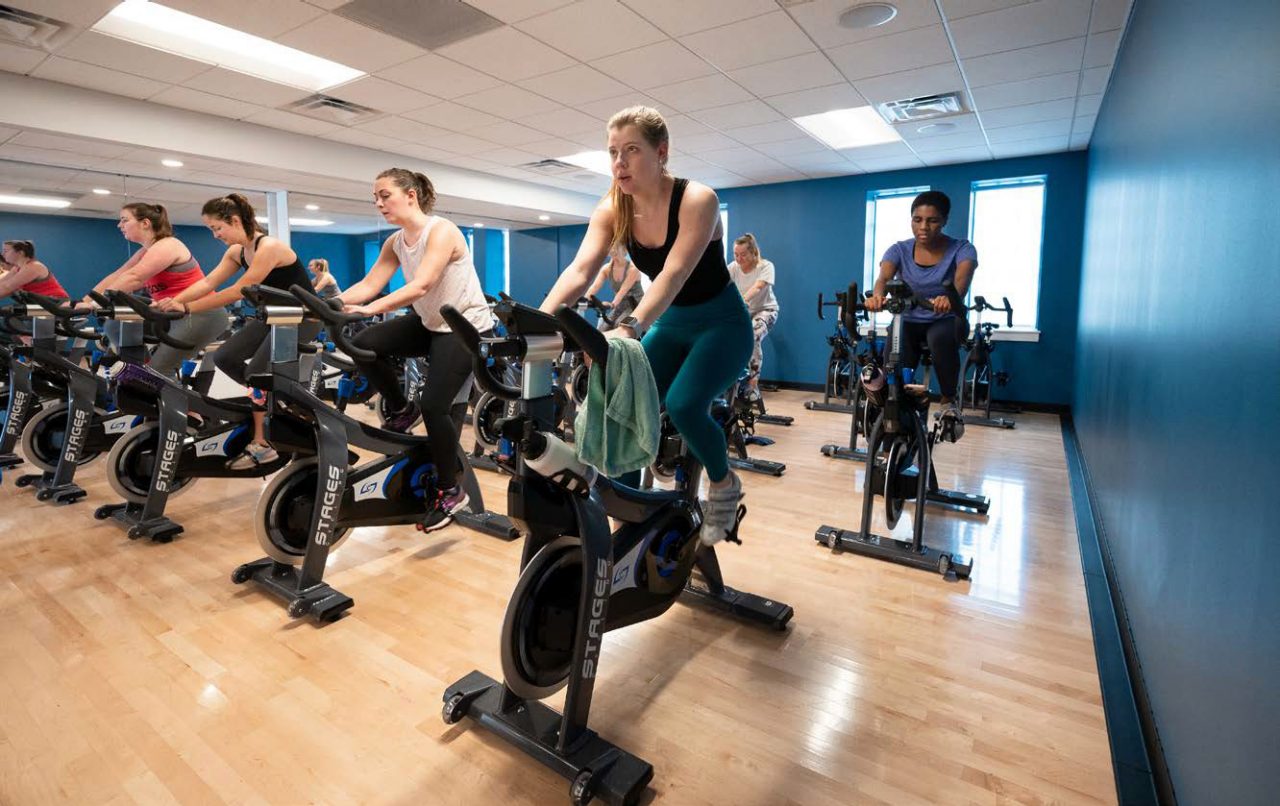 Students in the spin class