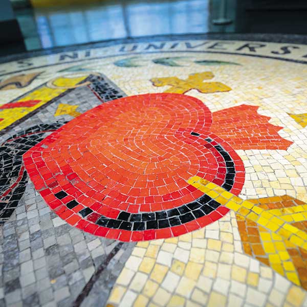 heart on fire tile mosaic floor