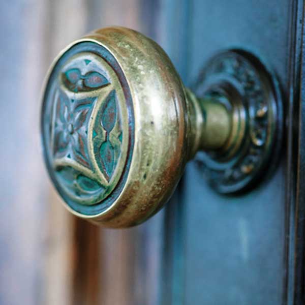 an ornate brass doorknob
