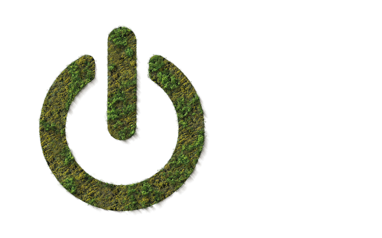 Power icon made of moss