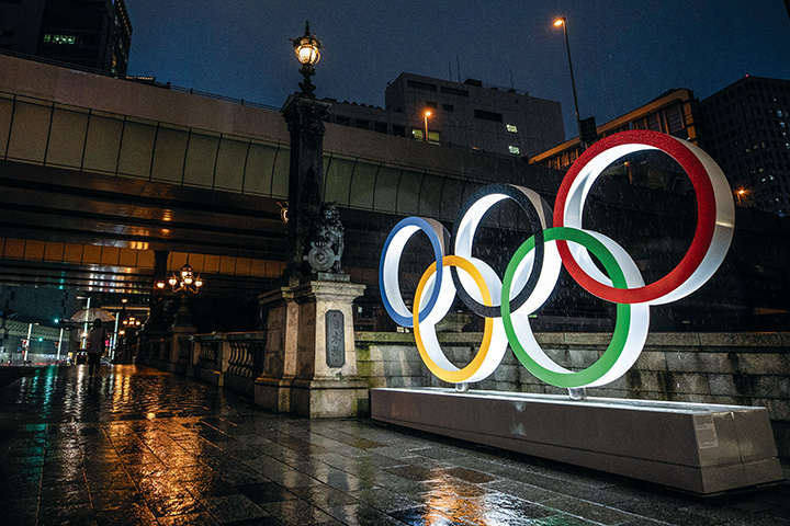 Olympic rings displayed in Tokyo