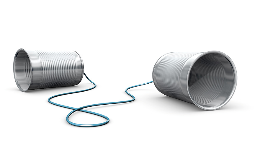 two metal cans connected with a blue cord