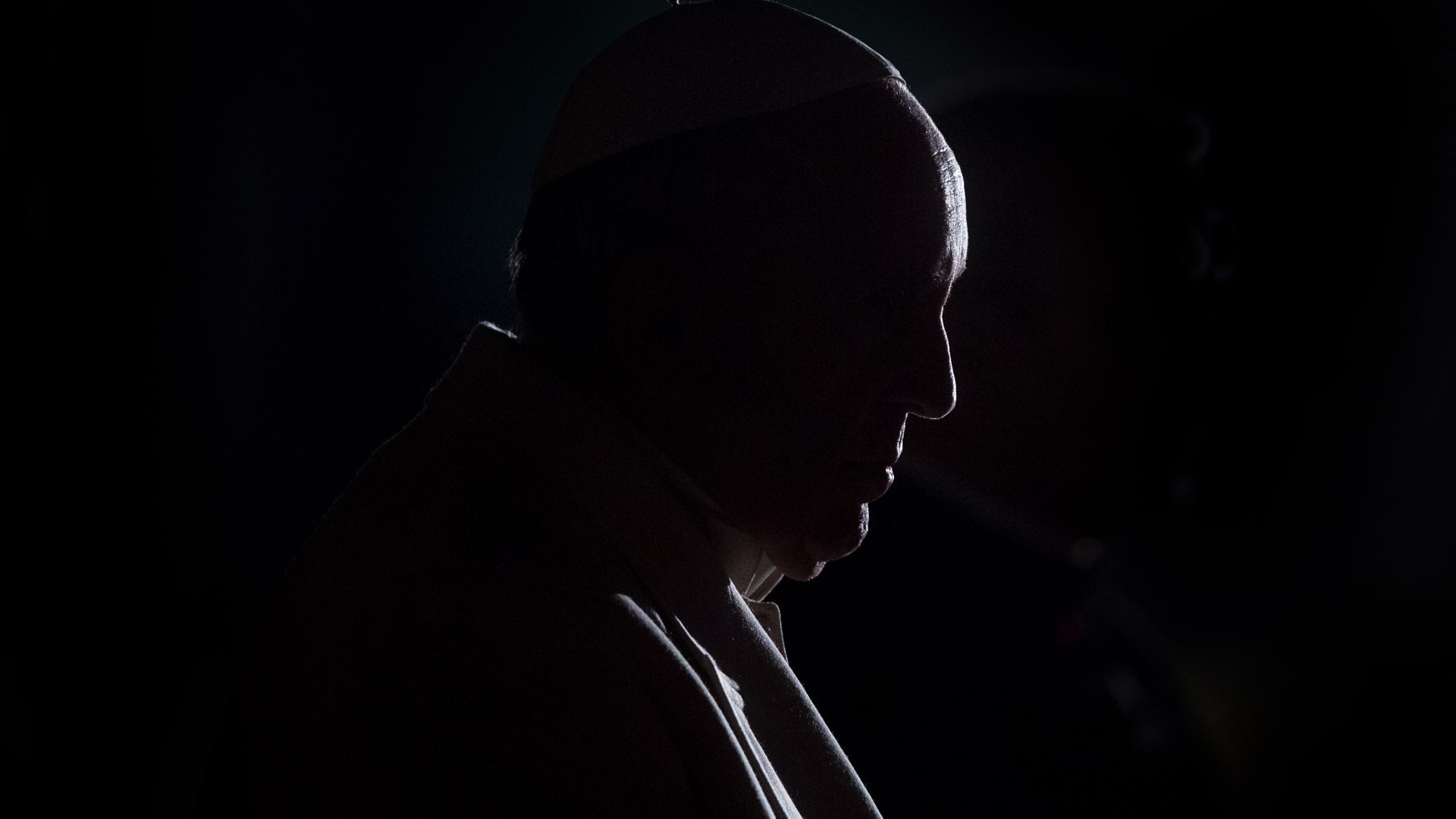 Silhouette of Pope Francis.