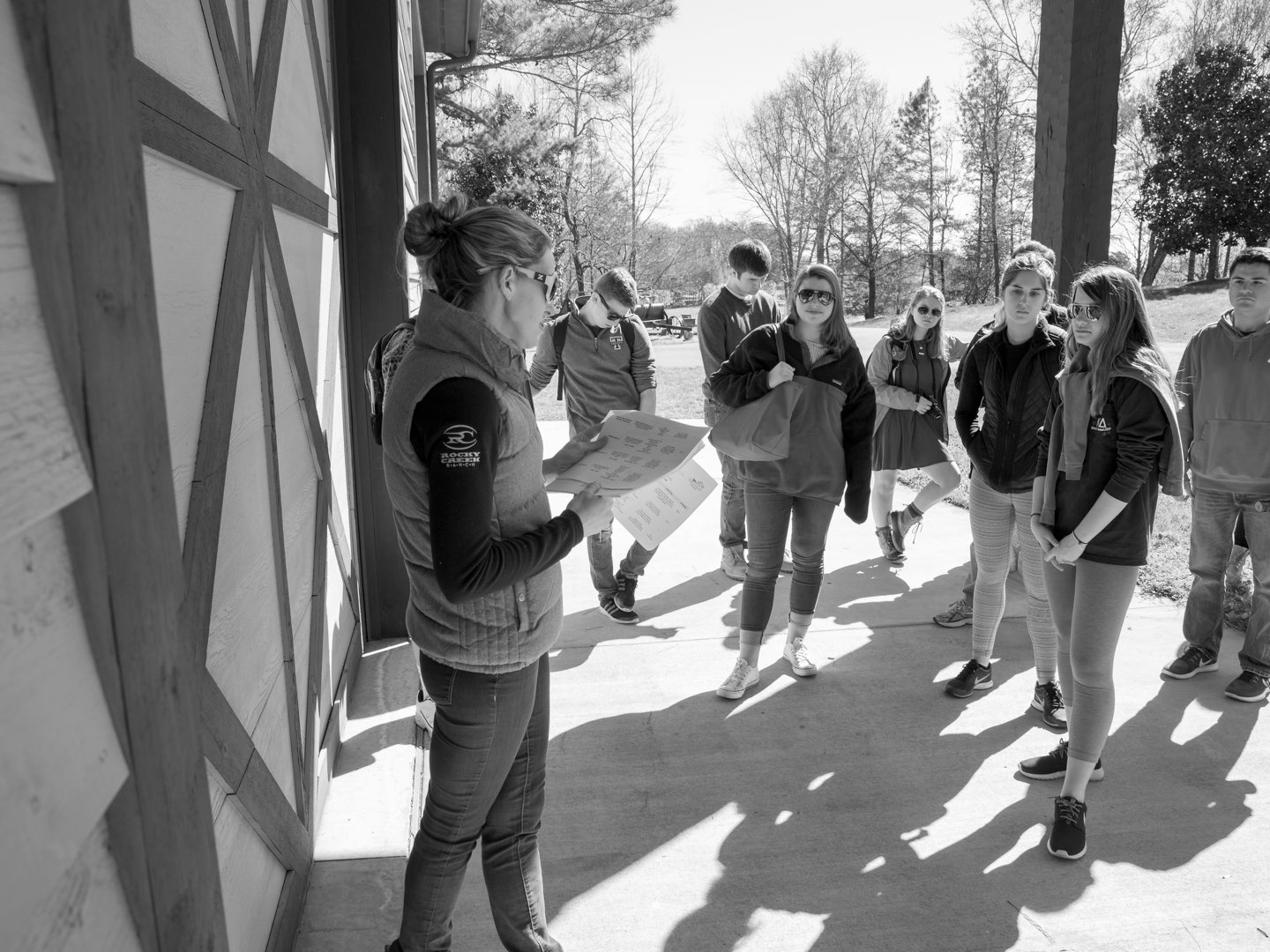 Black-and-white photo of students from Villanova’s student group LEVEL.