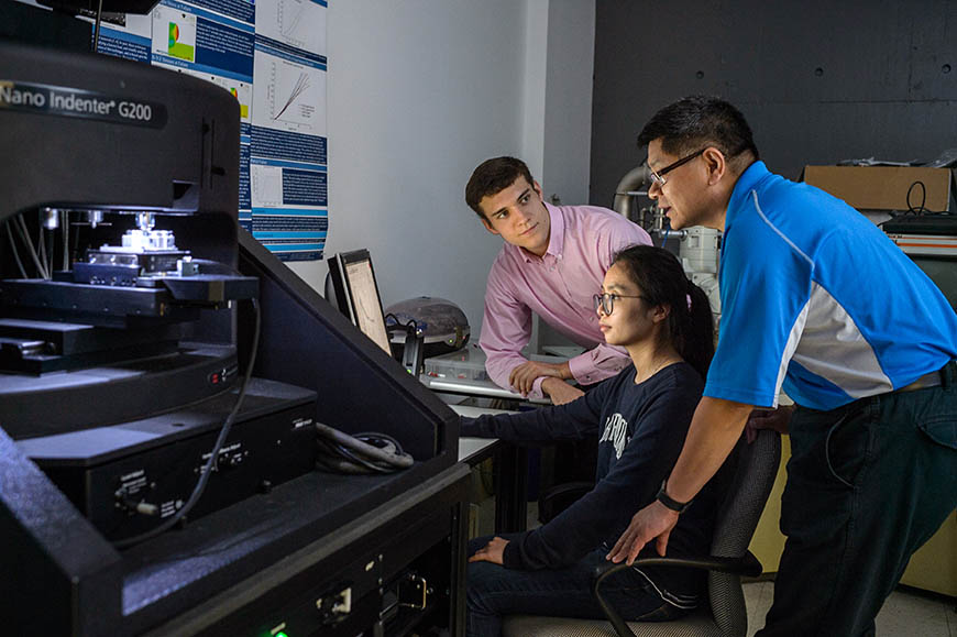 Dr. Gang Feng leads research in Villanova’s Nano-Bio-Mechanical Characterization Laboratory.