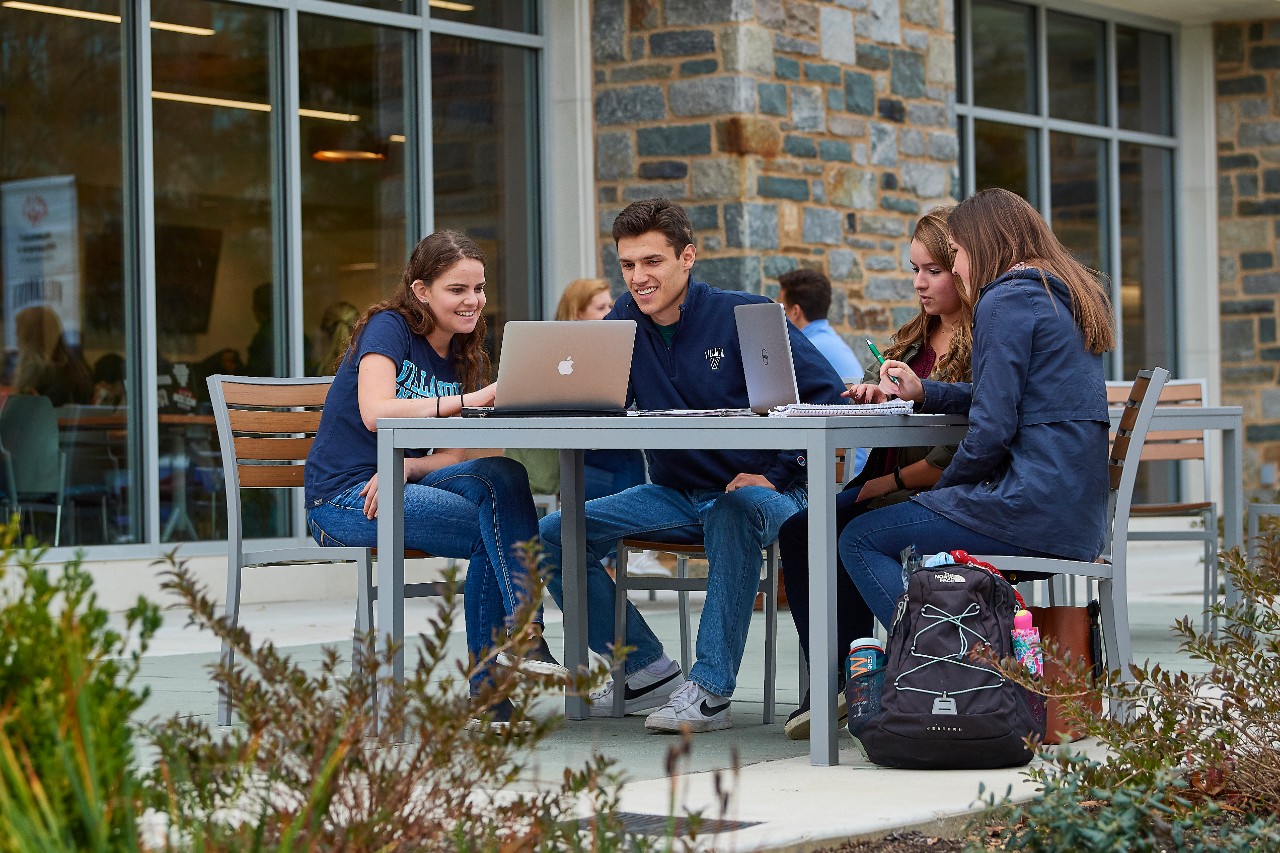 Students sitting on Bartley Patio Students sitting on Bartley Patio